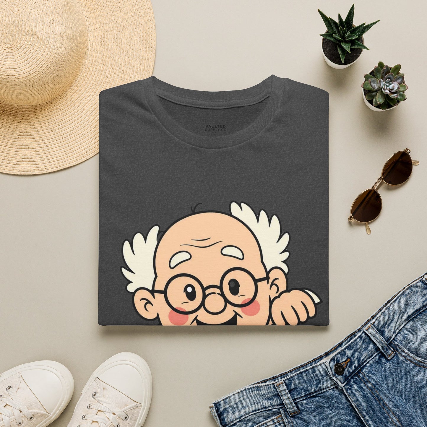 Grandpa Peeking T-Shirt — "I'm with LaLa" Cute Retro Grandpa Graphic Tee