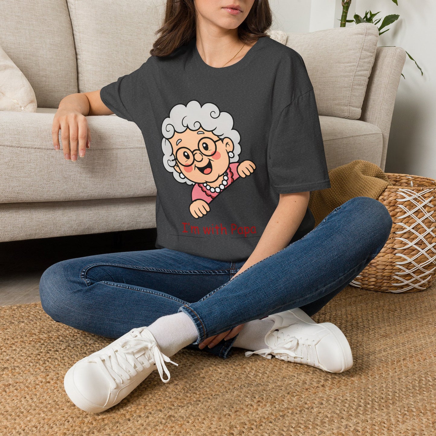 Grandma Cartoon T-Shirt — "I'm with Papa" Cute Family Tee