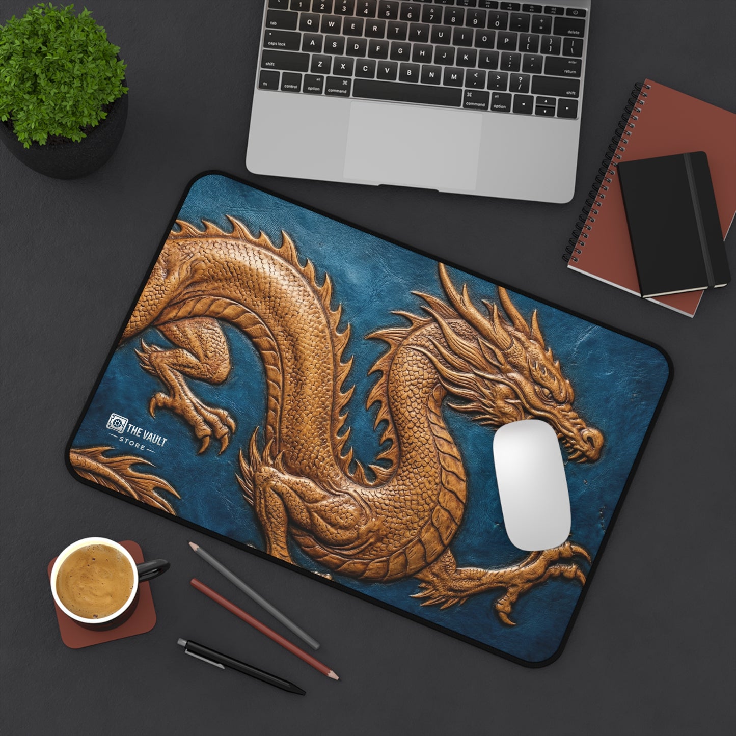 Embossed Leather Mandala Pattern Desk Mat