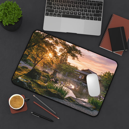 Peaceful Japanese Garden Sunset Desk Mat