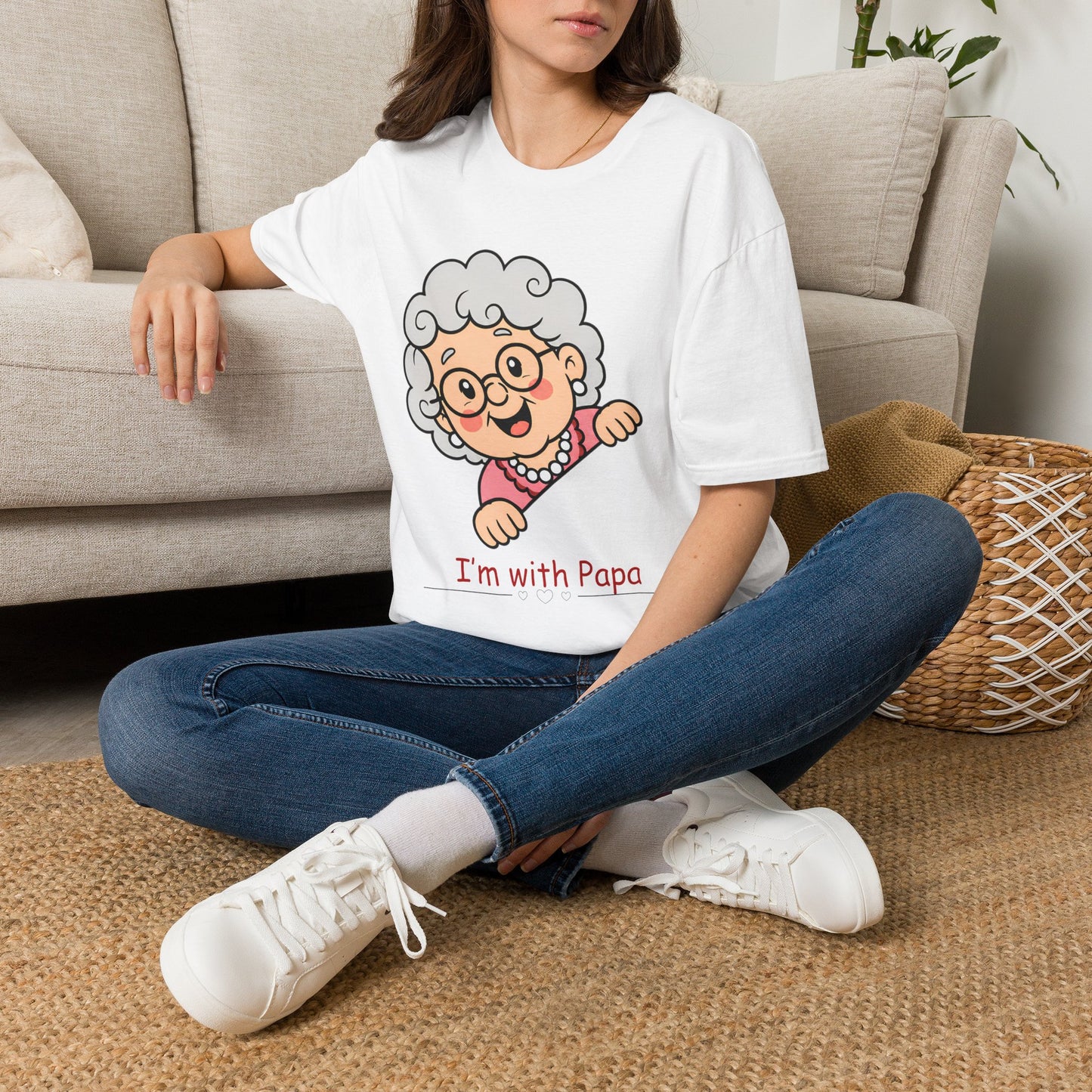 Grandma Cartoon T-Shirt — "I'm with Papa" Cute Family Tee