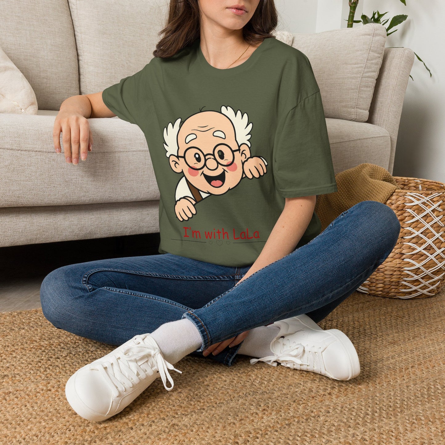 Grandpa Peeking T-Shirt — "I'm with LaLa" Cute Retro Grandpa Graphic Tee