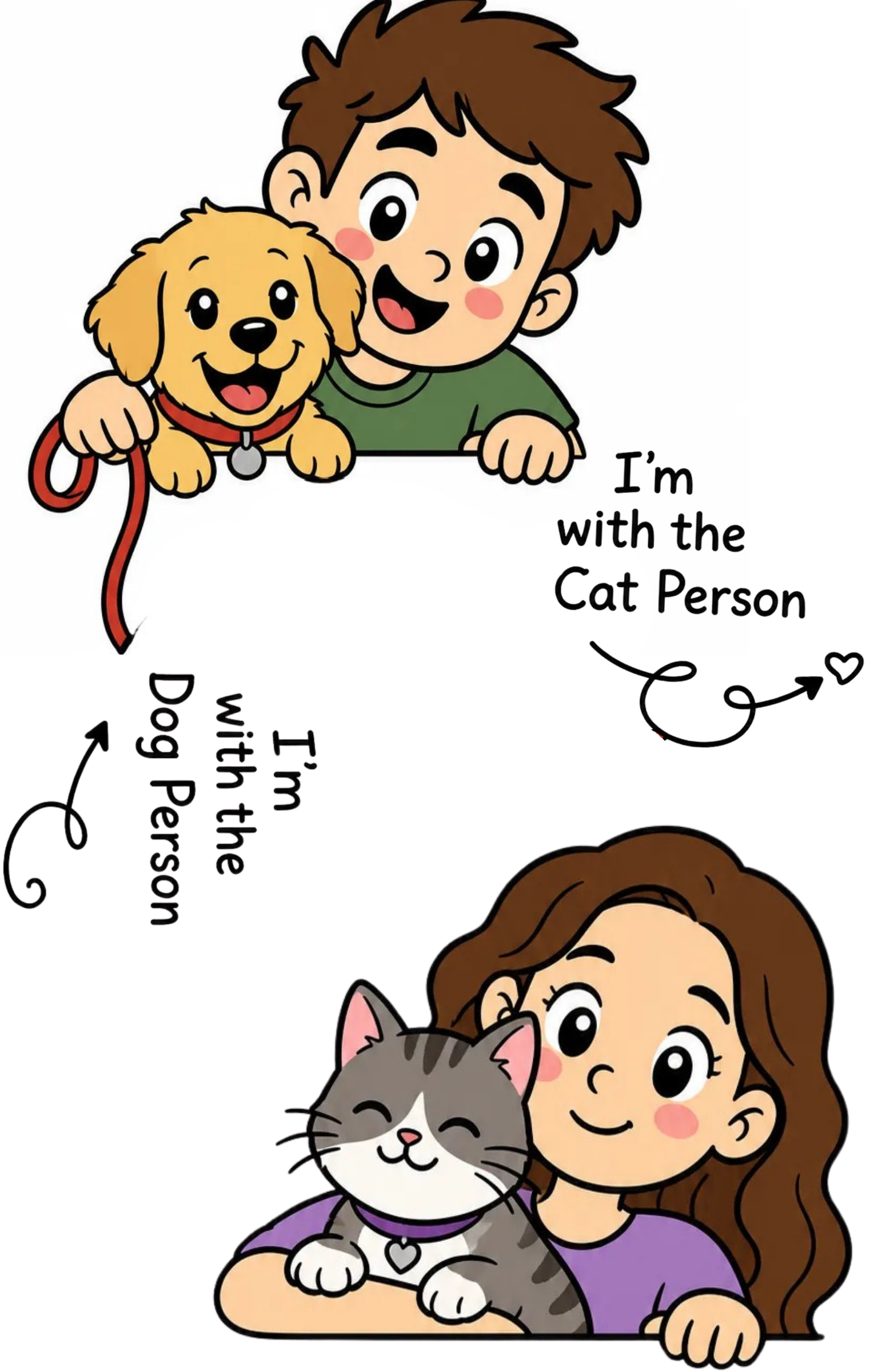 Dog Person and Cat Person couple DTF transfer design