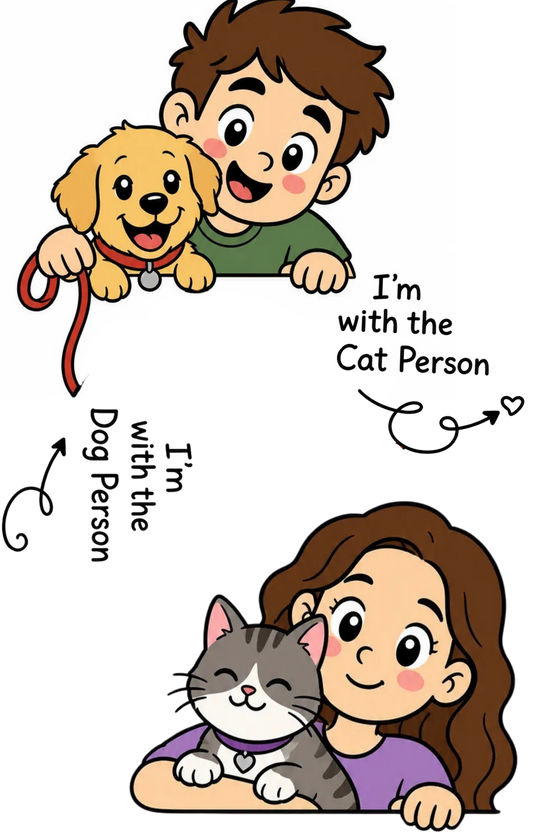 Dog Person and Cat Person couple DTF transfer design