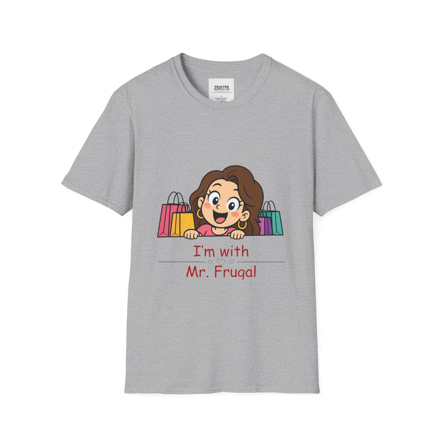 I'm With Mr. Frugal T-Shirt — Cute Shopper Graphic Tee for Bargain Lovers
