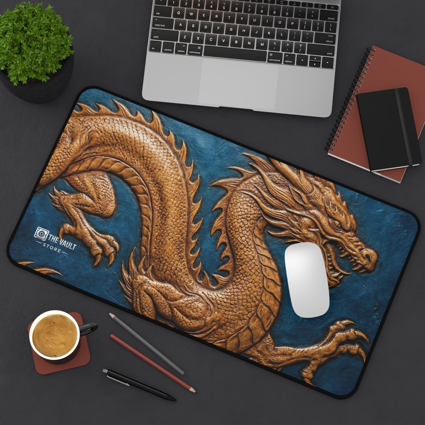 Embossed Leather Mandala Pattern Desk Mat