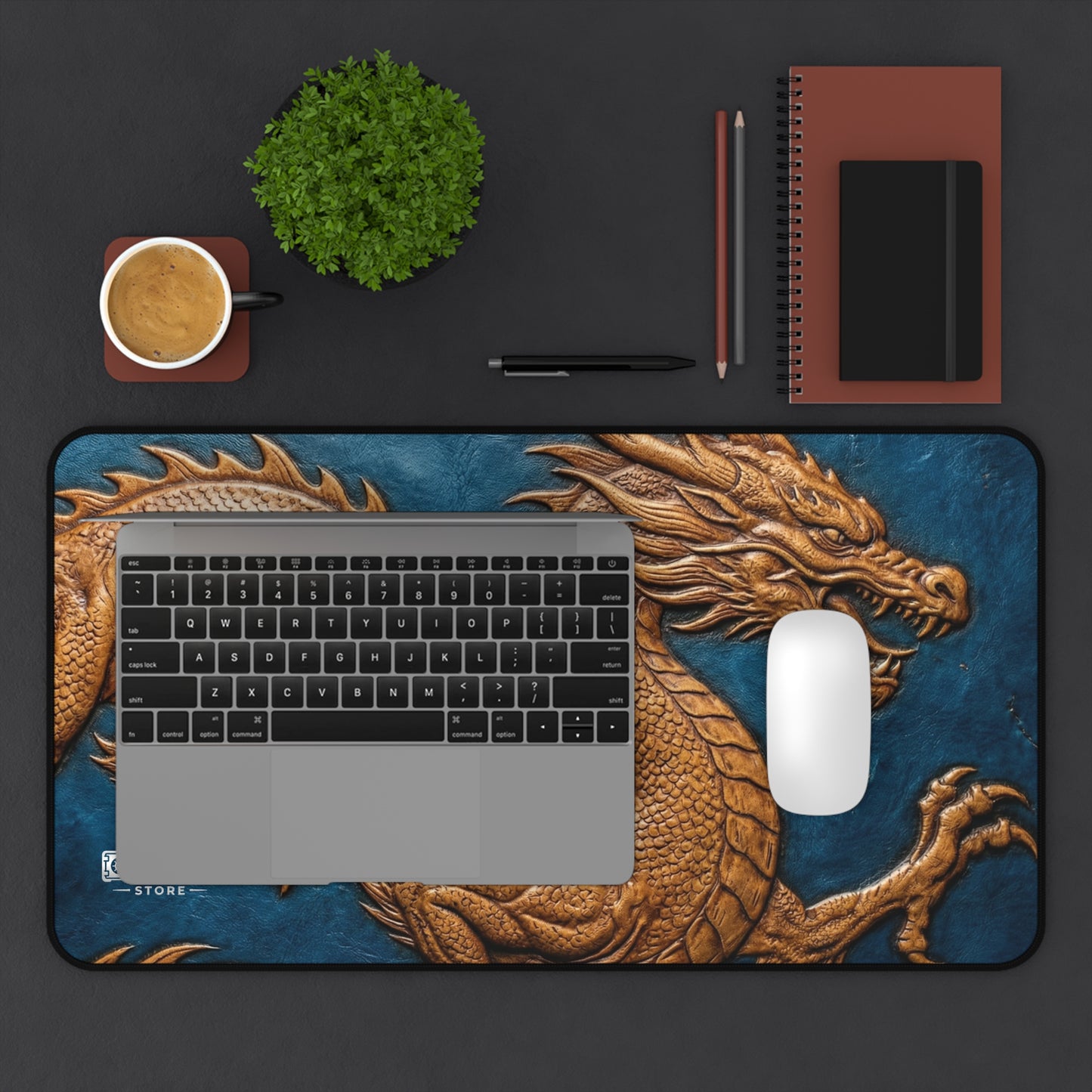 Embossed Leather Mandala Pattern Desk Mat