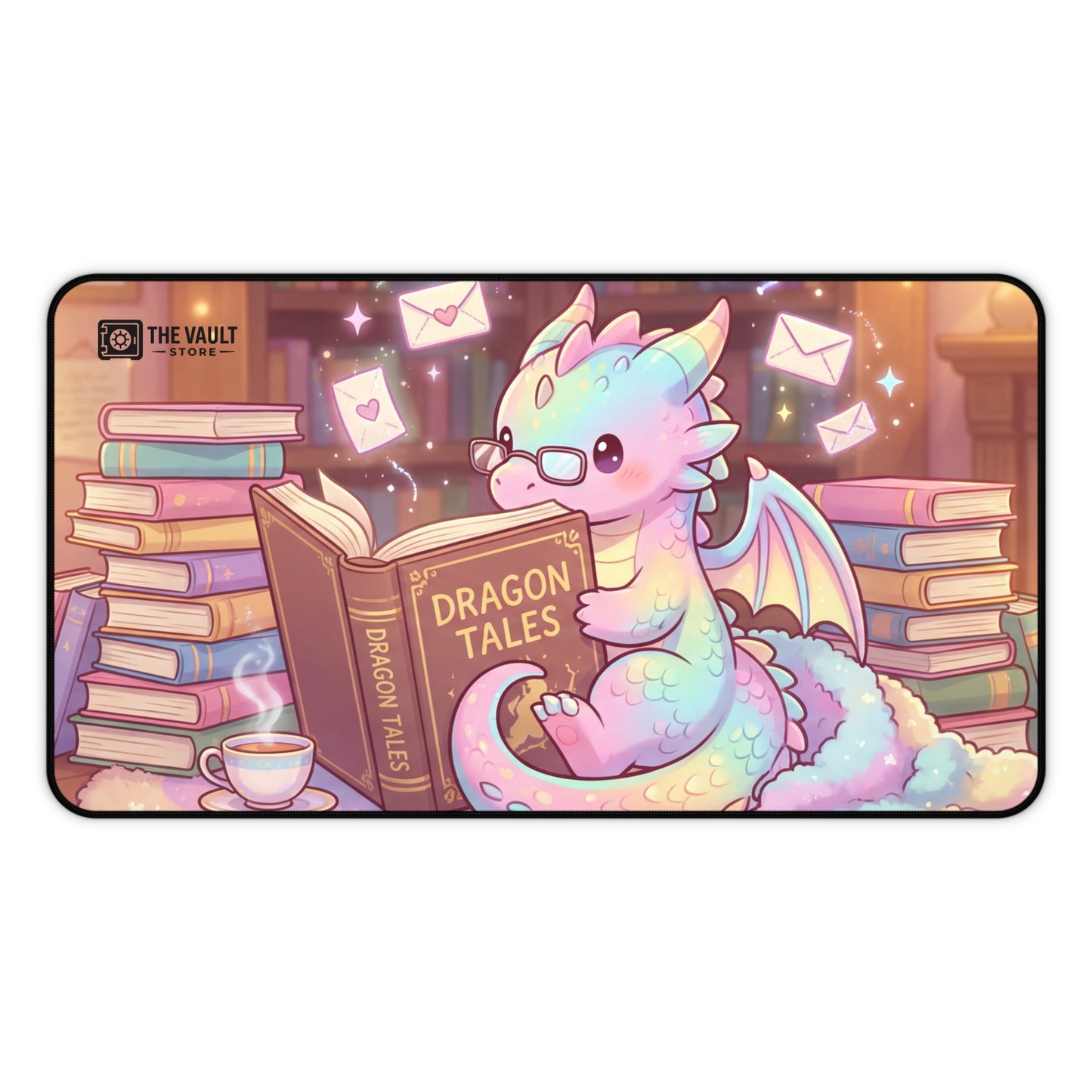 Cozy Bookwarm Dragon Desk Mat
