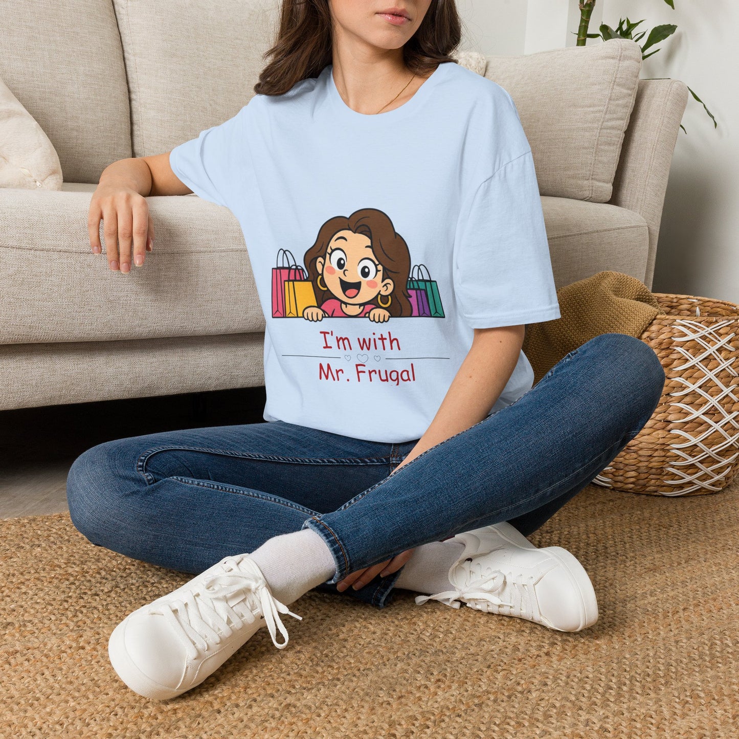 I'm With Mr. Frugal T-Shirt — Cute Shopper Graphic Tee for Bargain Lovers