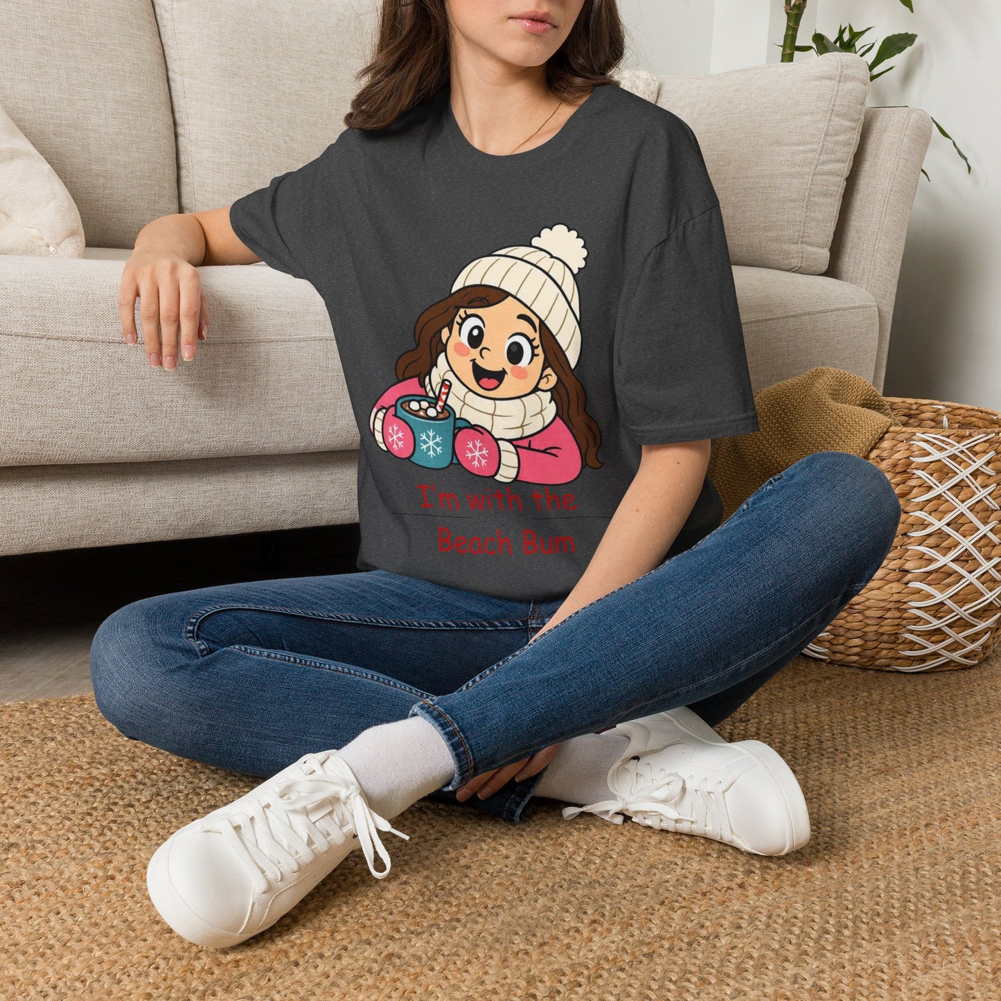 Cute Winter Girl T-Shirt — "I'm with the Beach Bum" Graphic Tee
