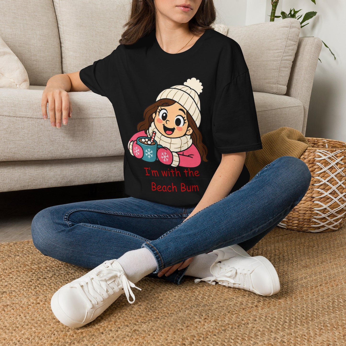 Cute Winter Girl T-Shirt — "I'm with the Beach Bum" Graphic Tee