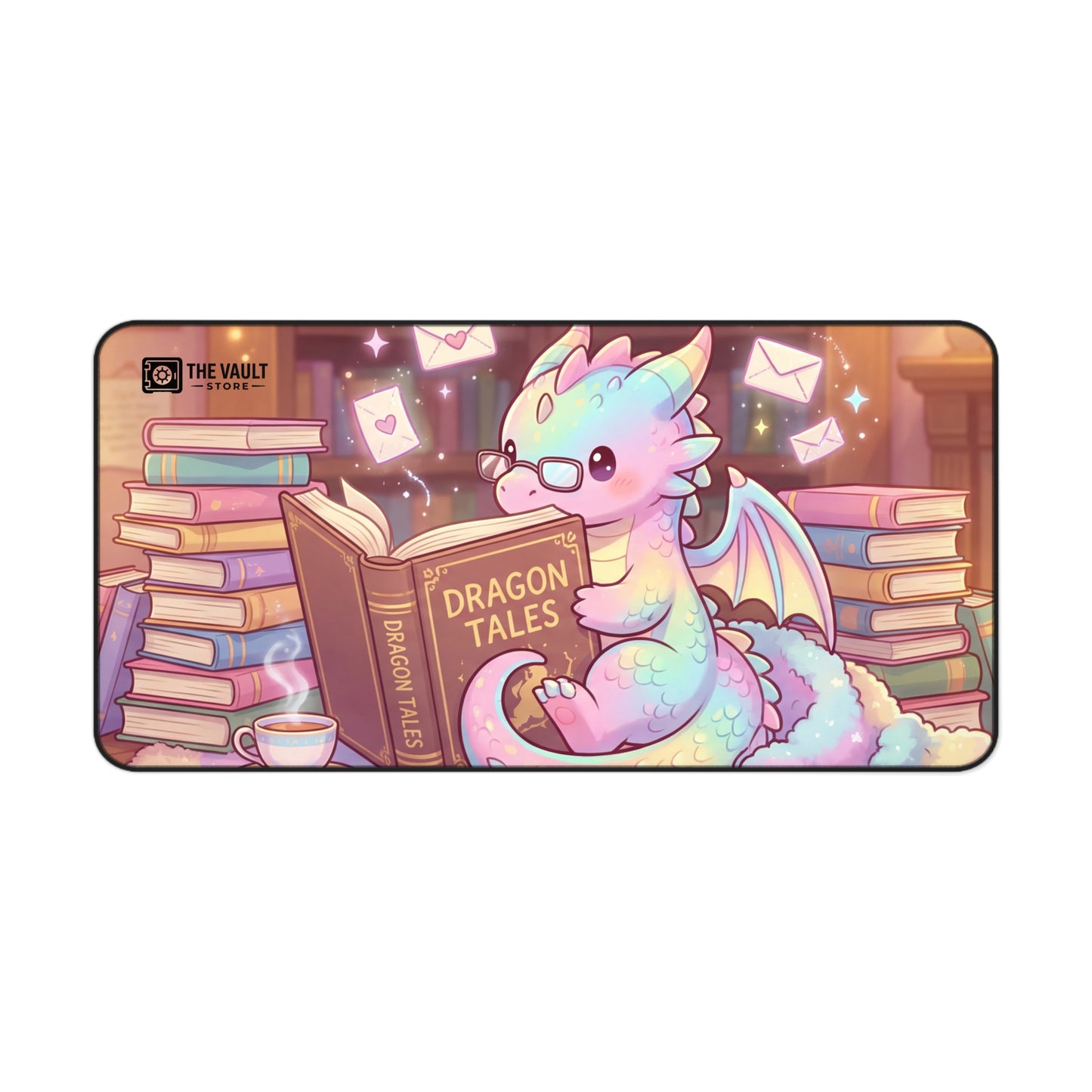 Cozy Bookwarm Dragon Desk Mat