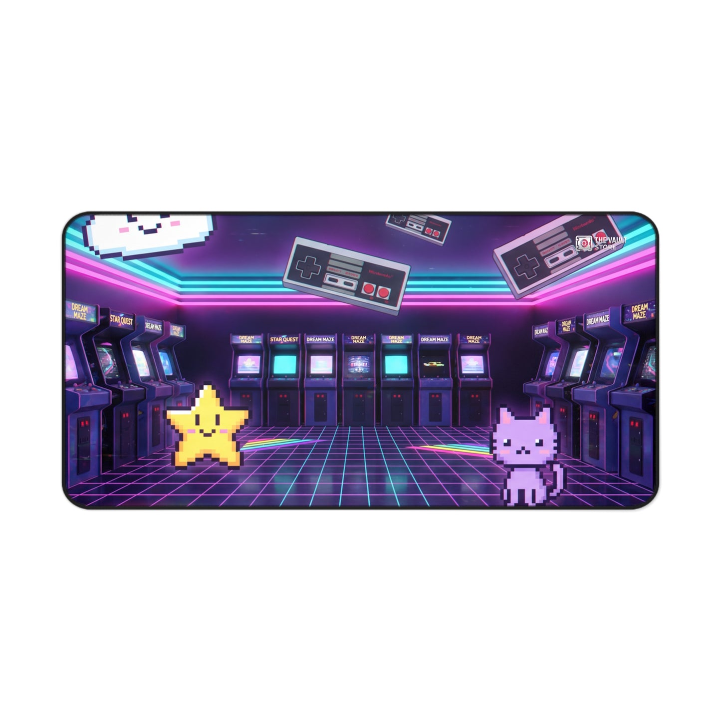 Retro Arcade Pixel Paradise Desk Mat