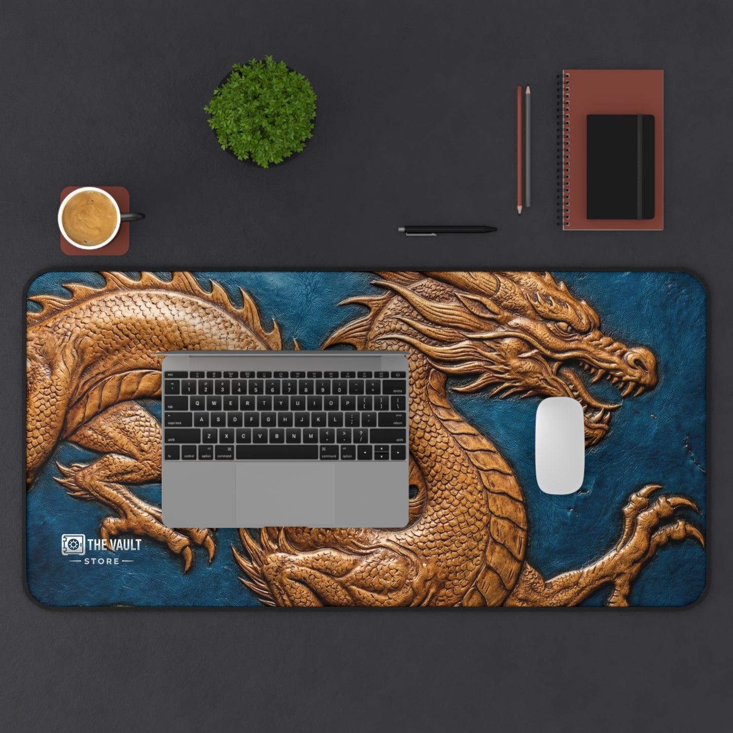 Embossed Leather Mandala Pattern Desk Mat