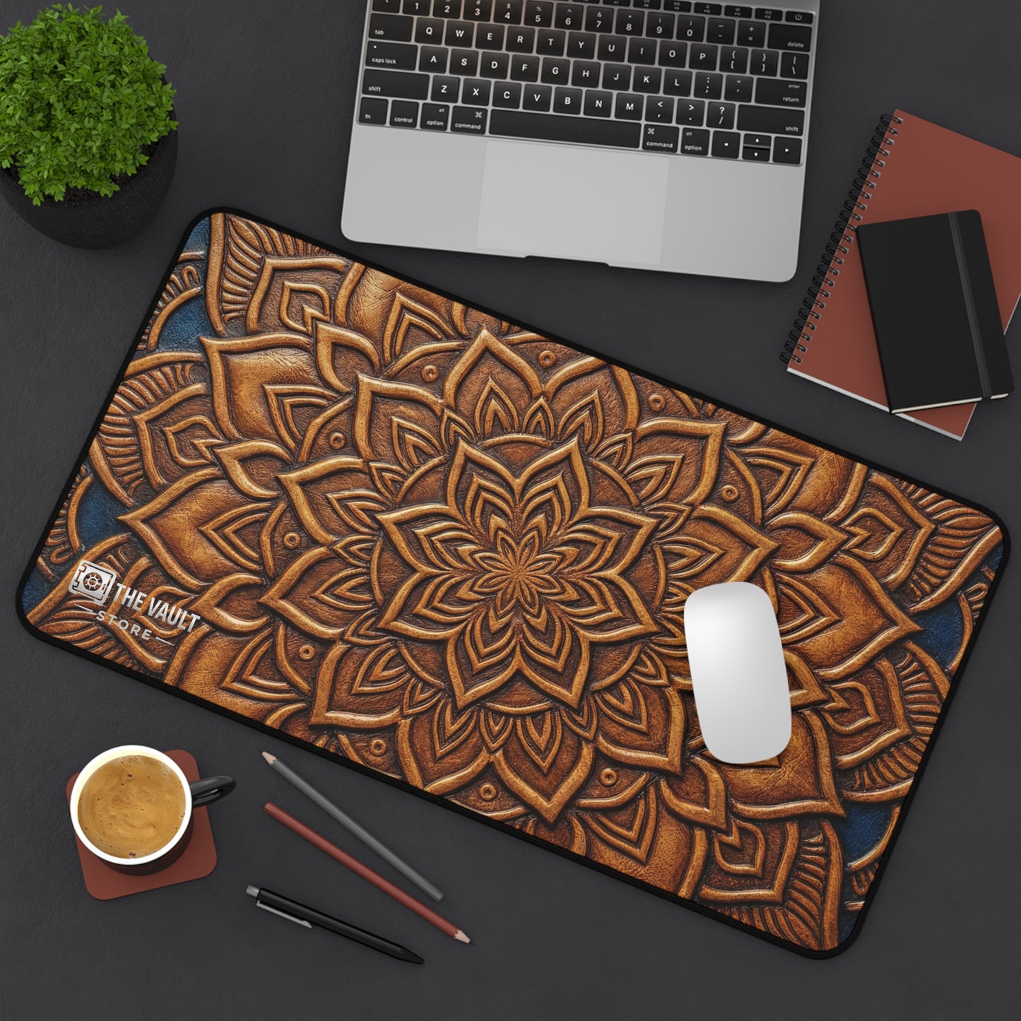 Embossed Leather Mandala Pattern  Desk Mat