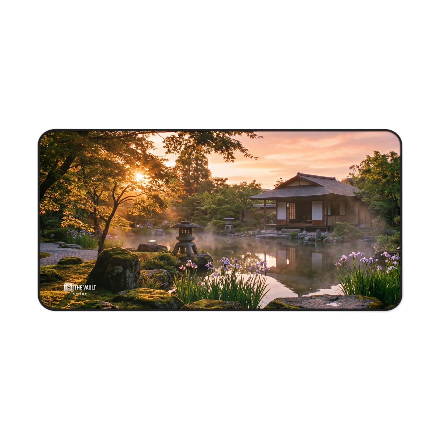 Peaceful Japanese Garden Sunset Desk Mat