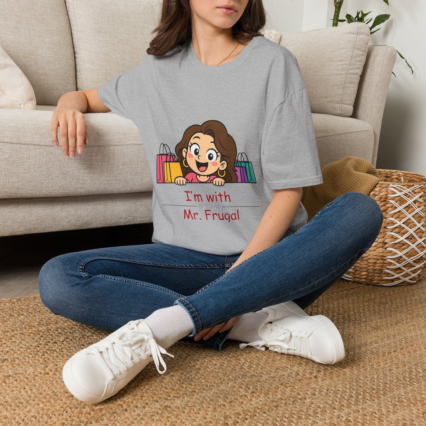 I'm With Mr. Frugal T-Shirt — Cute Shopper Graphic Tee for Bargain Lovers