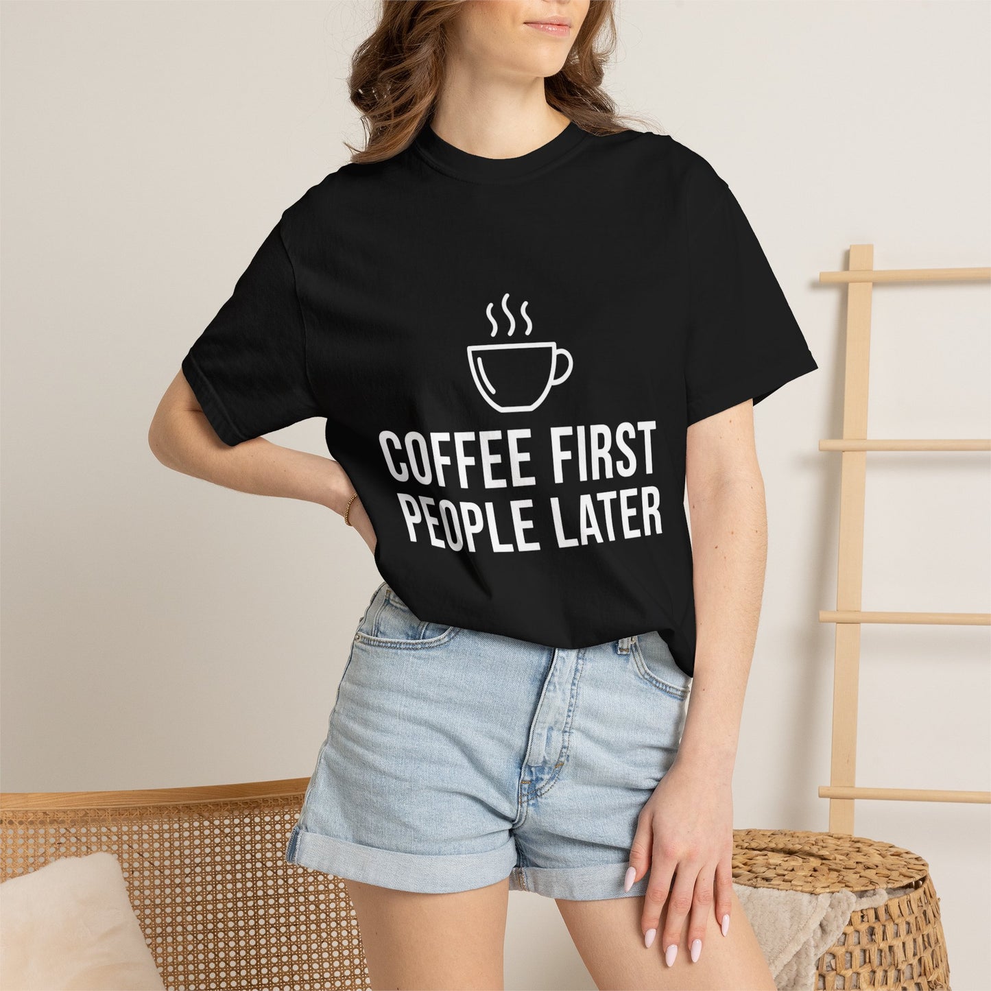 Coffee First People Later T-Shirt — Soft Vintage Tee