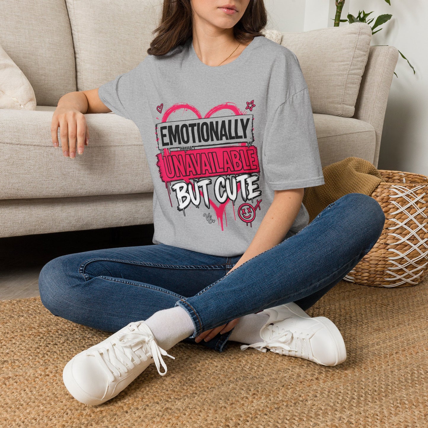 T-Shirt — "Emotionally Unavailable But Cute" Graphic Tee