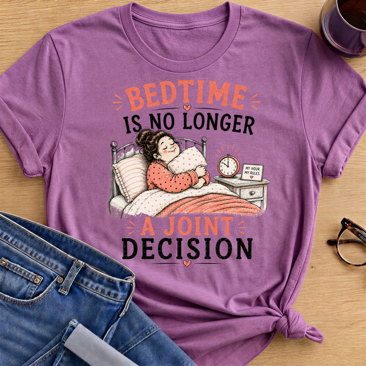Bedtime is No Longer a Joint Decision T-Shirt - Heather Radiant Orchid