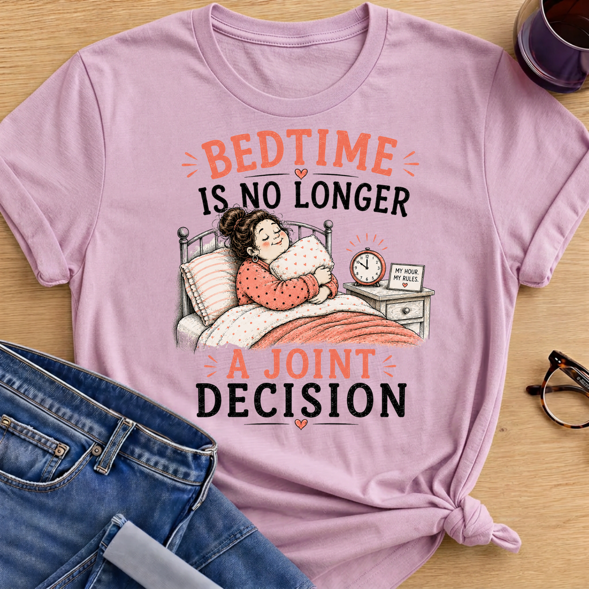 Bedtime is No Longer a Joint Decision T-Shirt - Light Pink
