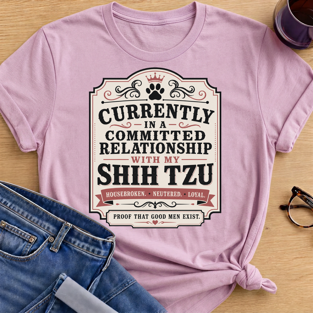 Committed Relationship with My Shih Tzu T-Shirt - Light Pink