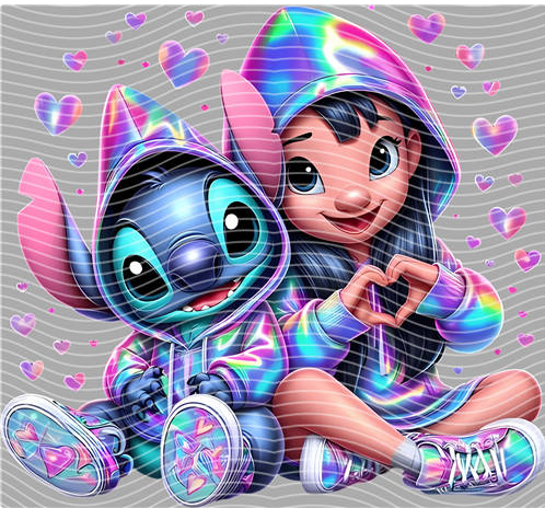 Lilo & Stitch Hoodie Hearts DTF Transfer