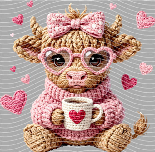 Highland Cow Valentine DTF Transfer