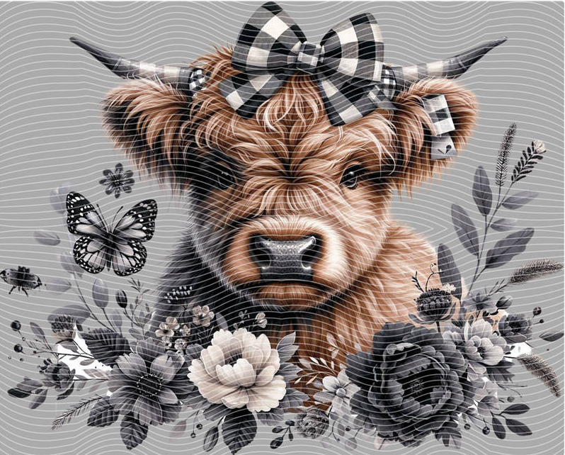 Bella Plaid Highland Cow DTF Transfer