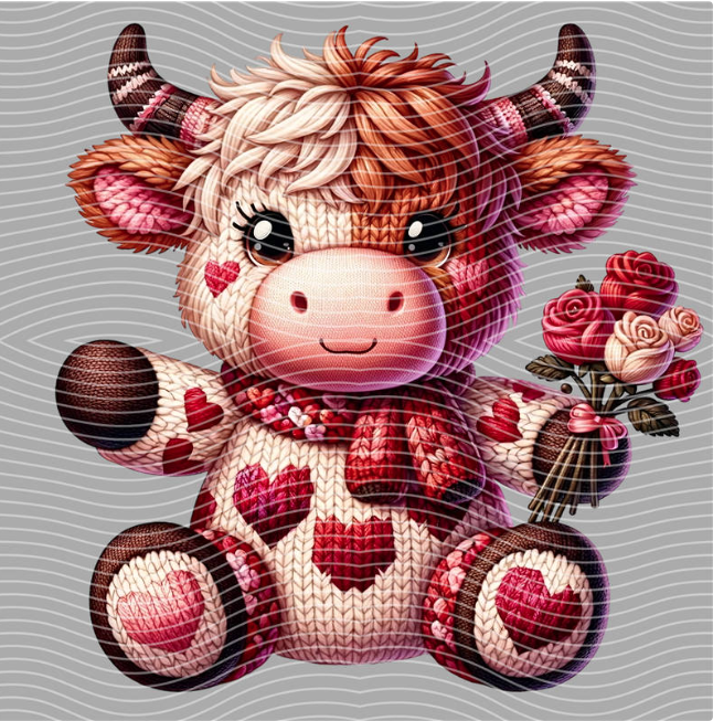 Knit Wit Highland Cow DTF Transfer