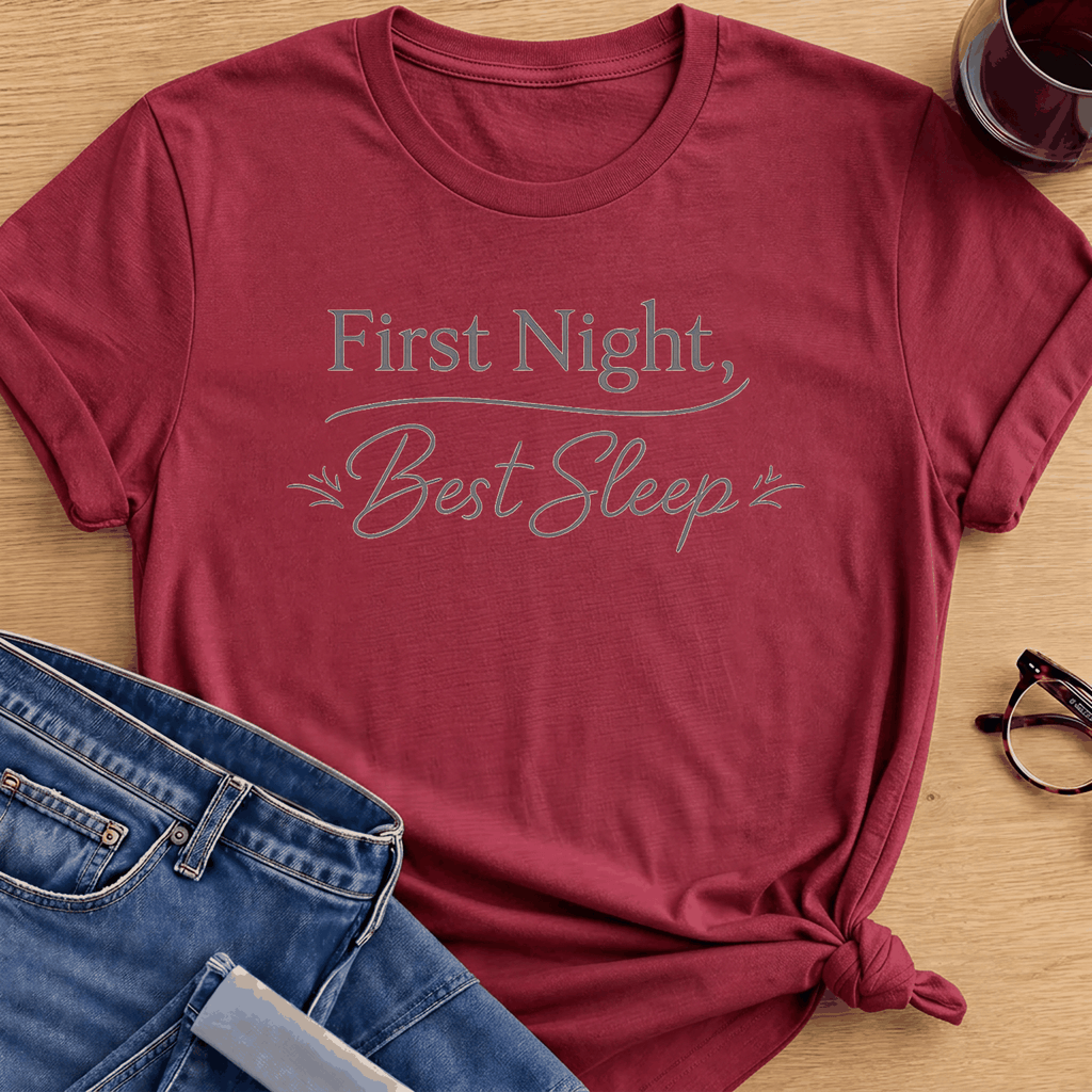 First Night, Best Sleep T-Shirt - Antique Cherry Red