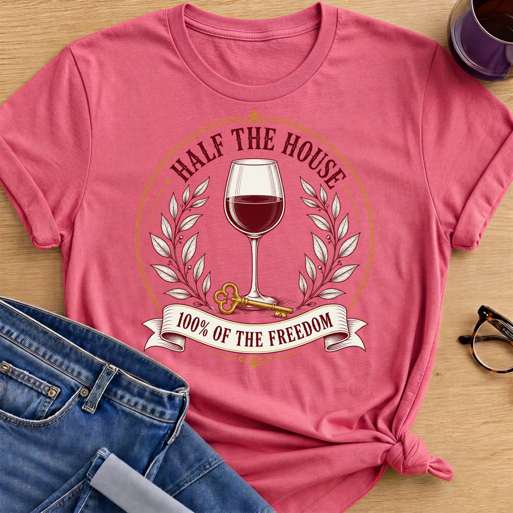 Half the House Wine T-Shirt - Coral Silk