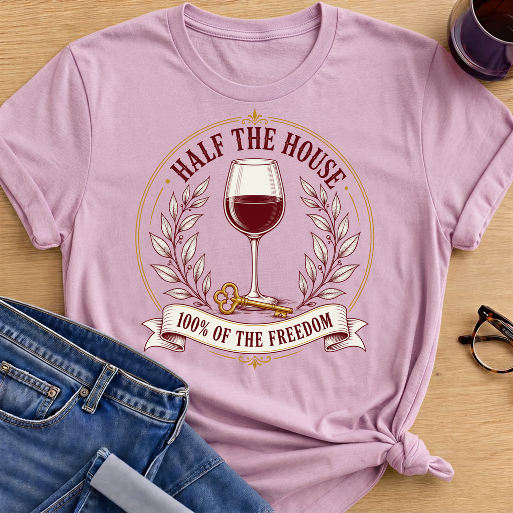 Half the House Wine T-Shirt - Light Pink