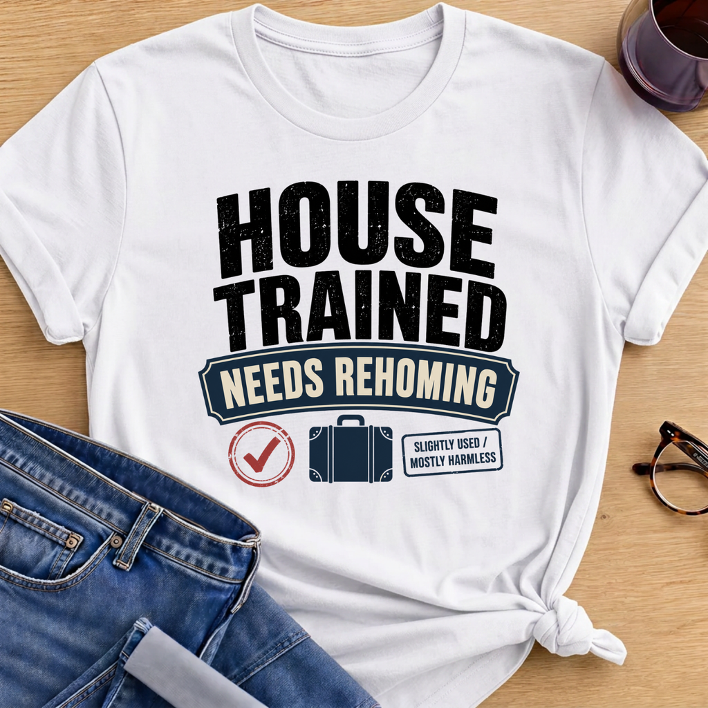 House Trained Needs Rehoming T-Shirt - White