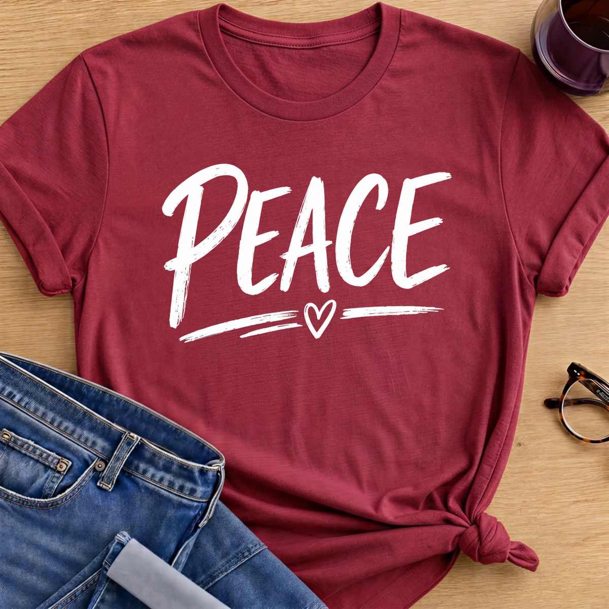 Just Peace T-Shirt - Antique Cherry Red