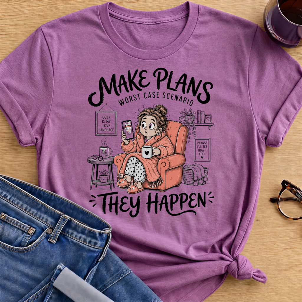 Make Plans T-Shirt - Heather Radiant Orchid