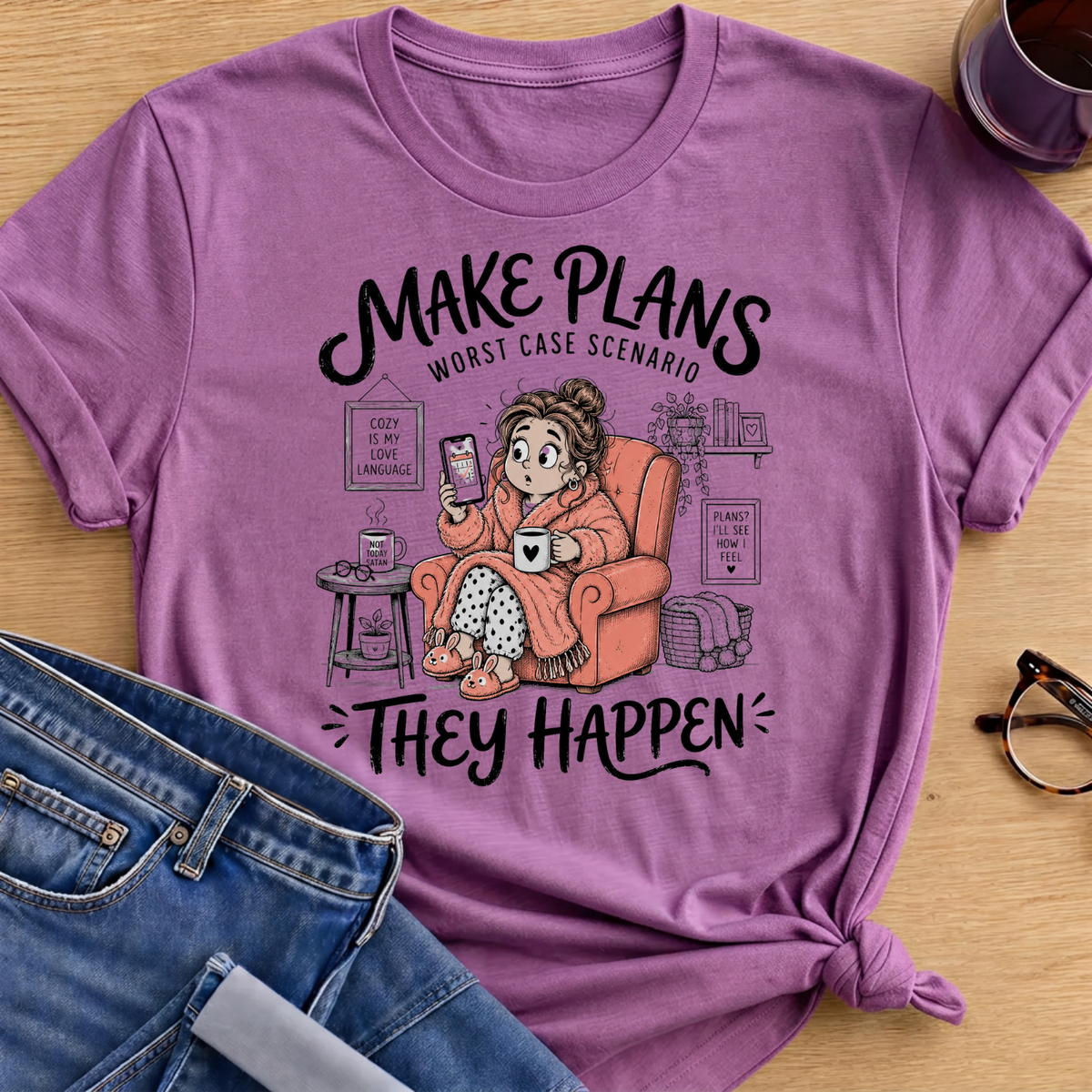 Make Plans T-Shirt - Heather Radiant Orchid