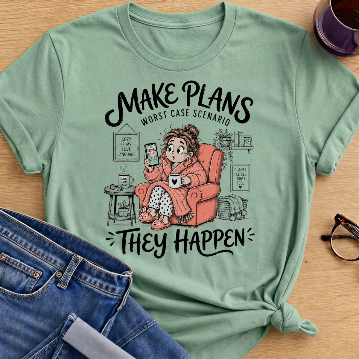 Make Plans T-Shirt - Mint Green