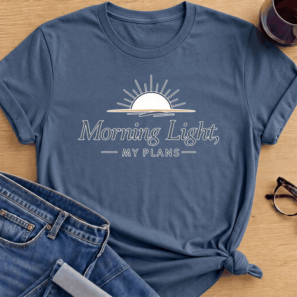 Morning Light, My Plans T-Shirt - Indigo Blue