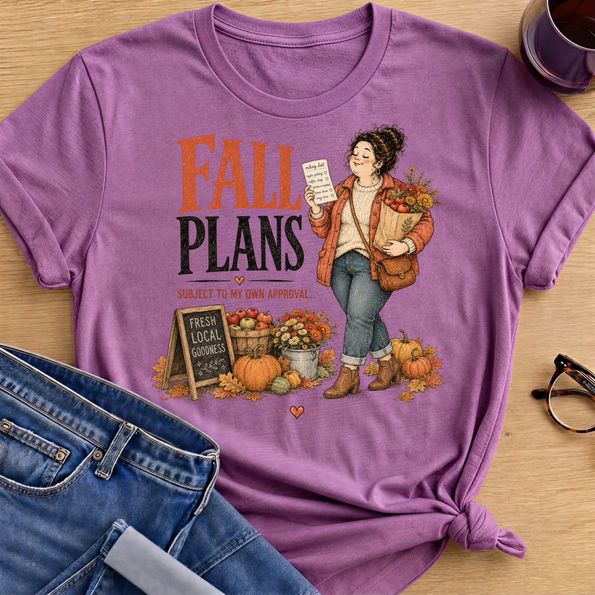 My Fall Plans T-Shirt - Heather Radiant Orchid