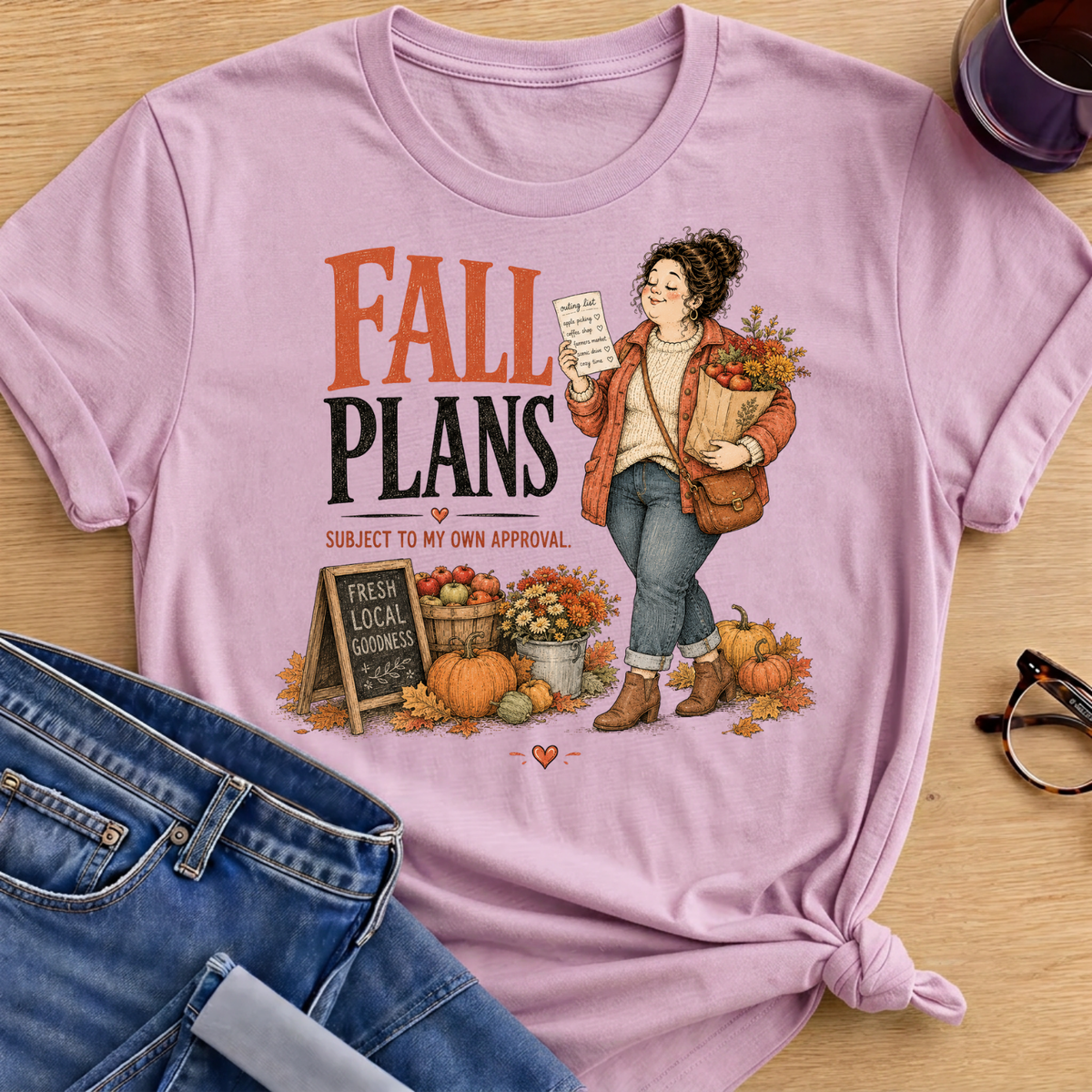My Fall Plans T-Shirt - Light Pink