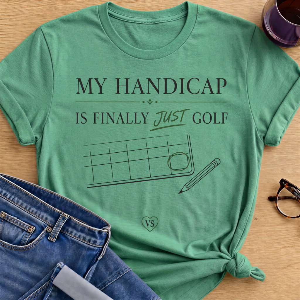 My Handicap Is Finally Just Golf T-Shirt - Heather Irish Green