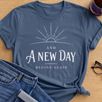 New Day Begins Again T-Shirt - Indigo Blue