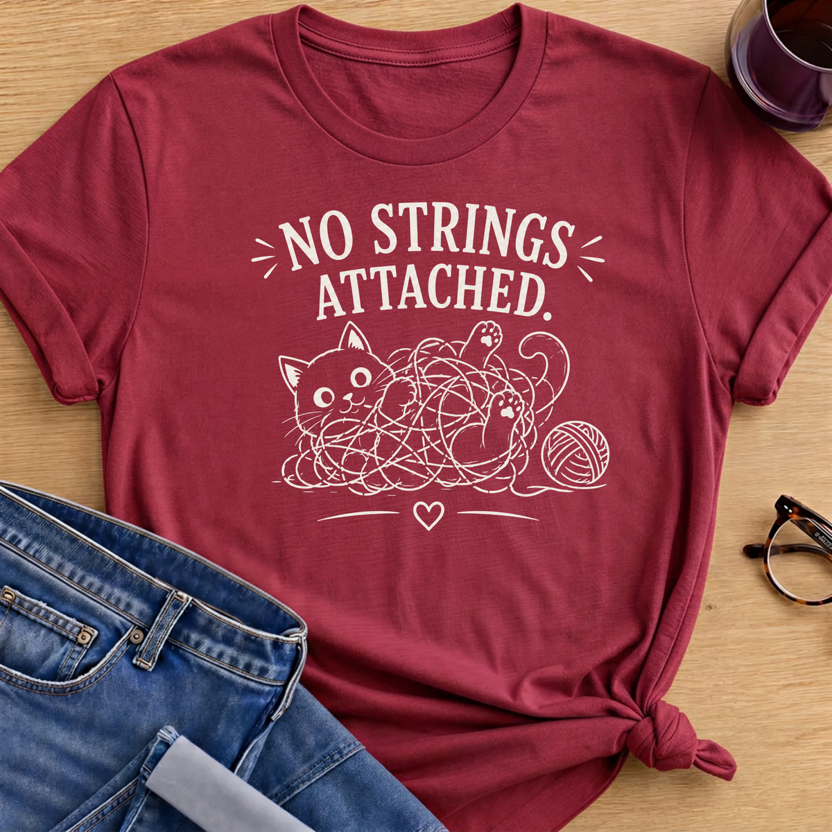 No Strings Attached T-Shirt - Antique Cherry Red