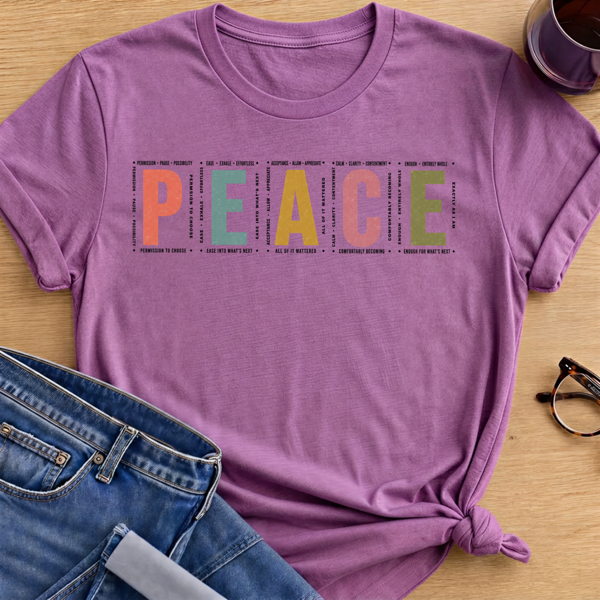 PEACE T-Shirt - Heather Radiant Orchid