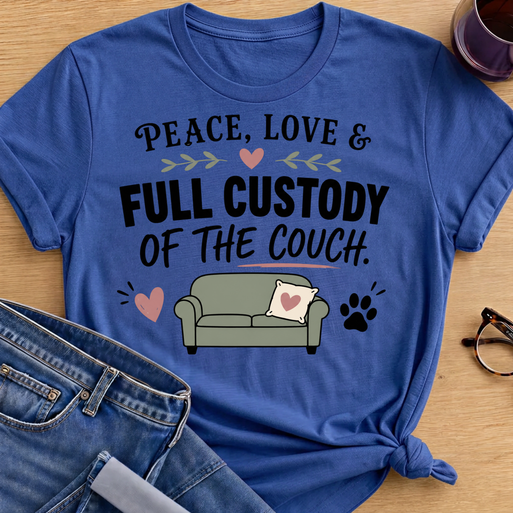Peace, Love & Full Custody of the Couch T-Shirt - Royal
