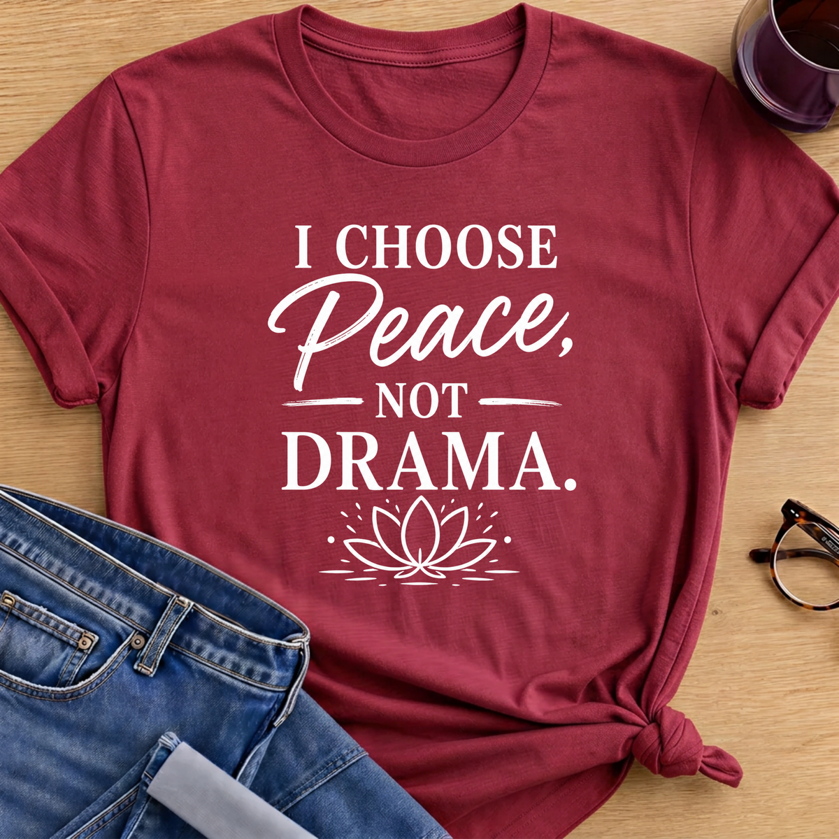 Peace Not Drama T-Shirt - Antique Cherry Red