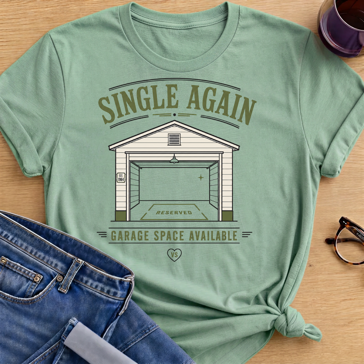 Single Again Garage T-Shirt - Mint Green