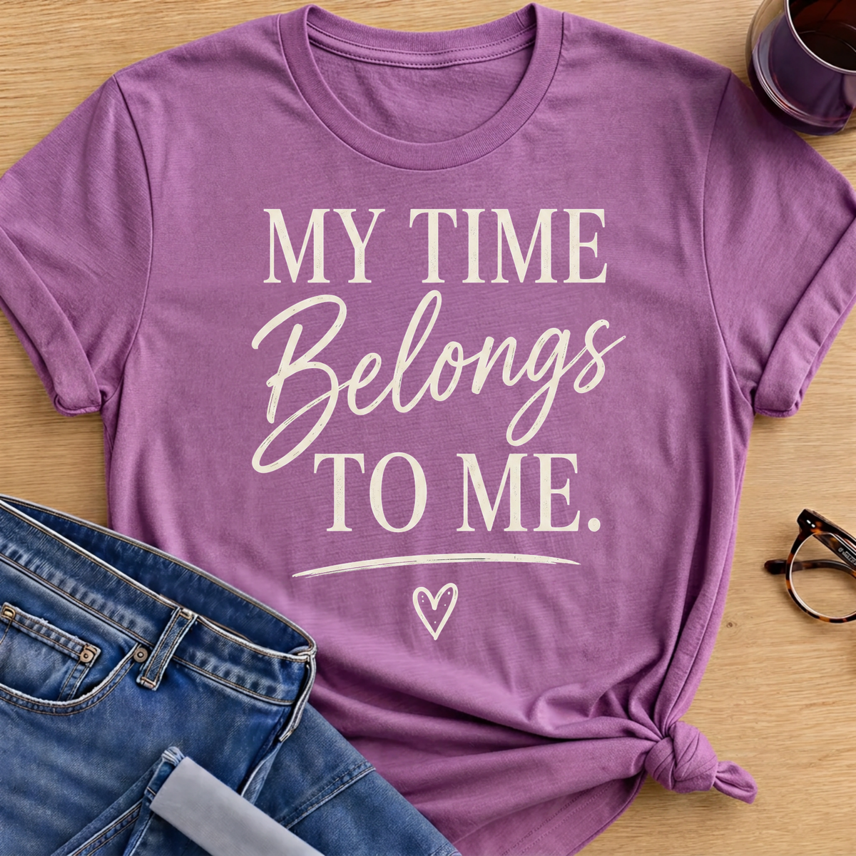Time Belongs T-Shirt - Heather Radiant Orchid